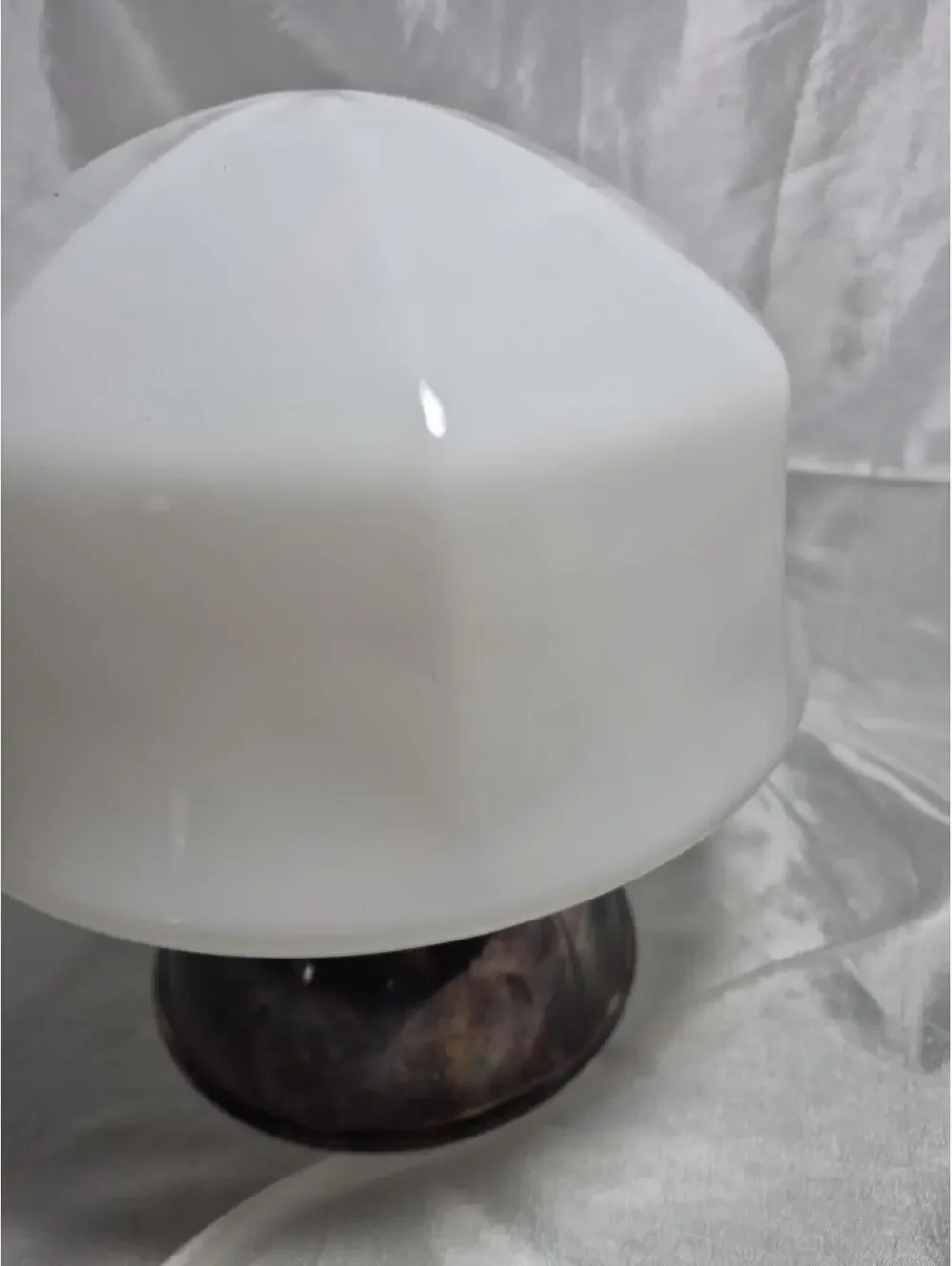 Vintage 1930s ART DECO Milk Glass Octagonal Ceiling Light Shade Globe 3 7/8